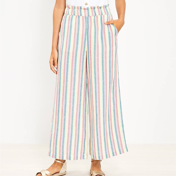 Loft Fluid Wide Leg Crop Pants in Stripe | Rainbow Stripe Pants - Picture 2 of 6